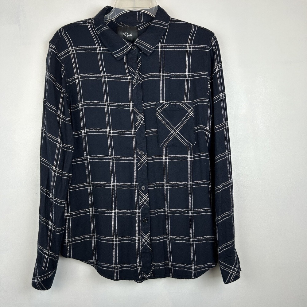 Rails Shirt Womens M Flannel Top Navy Sparkle Soft Button Casual Gorpcore Read